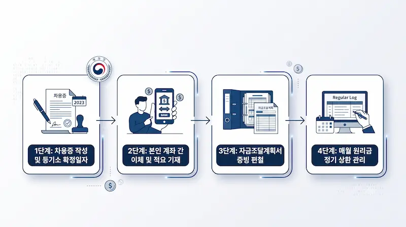 등기소 확정일자 및 계좌이체 적요 관리를 통한 자금조달계획서 사적차입금 입증 단계 로드맵