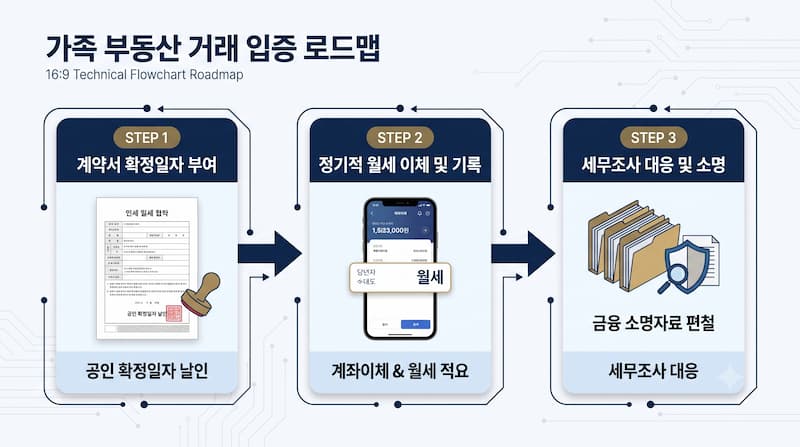 부모 자식 간 저가 월세 임대차계약서 확정일자 부여 및 계좌 이체 적요 기재 소명 절차