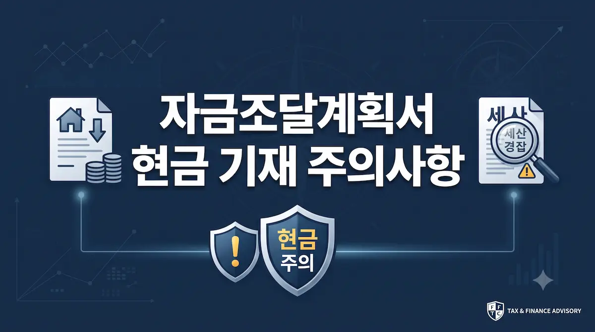 주택 취득 자금조달계획서 작성 시 현금 및 그 밖의 자산 항목 기재 주의사항과 국세청 세무조사 대비 가이드 인포그래픽