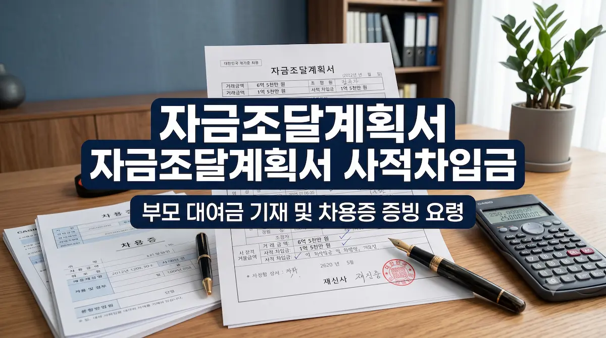 자금조달계획서 사적차입금 작성 시 부모 대여금 차용증 및 세무 입증 증빙 가이드