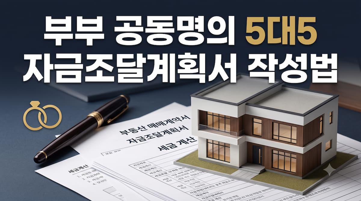 부부 공동명의 5대5 아파트 매수 시 자금조달계획서 각각 작성법 및 배우자 증여공제 총정리 인포그래픽