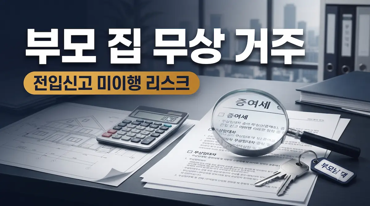 부모 집 무상 거주 전입신고 미이행 시 국세청 증여세 과세 리스크 및 실거주 소명 대책 인포그래픽