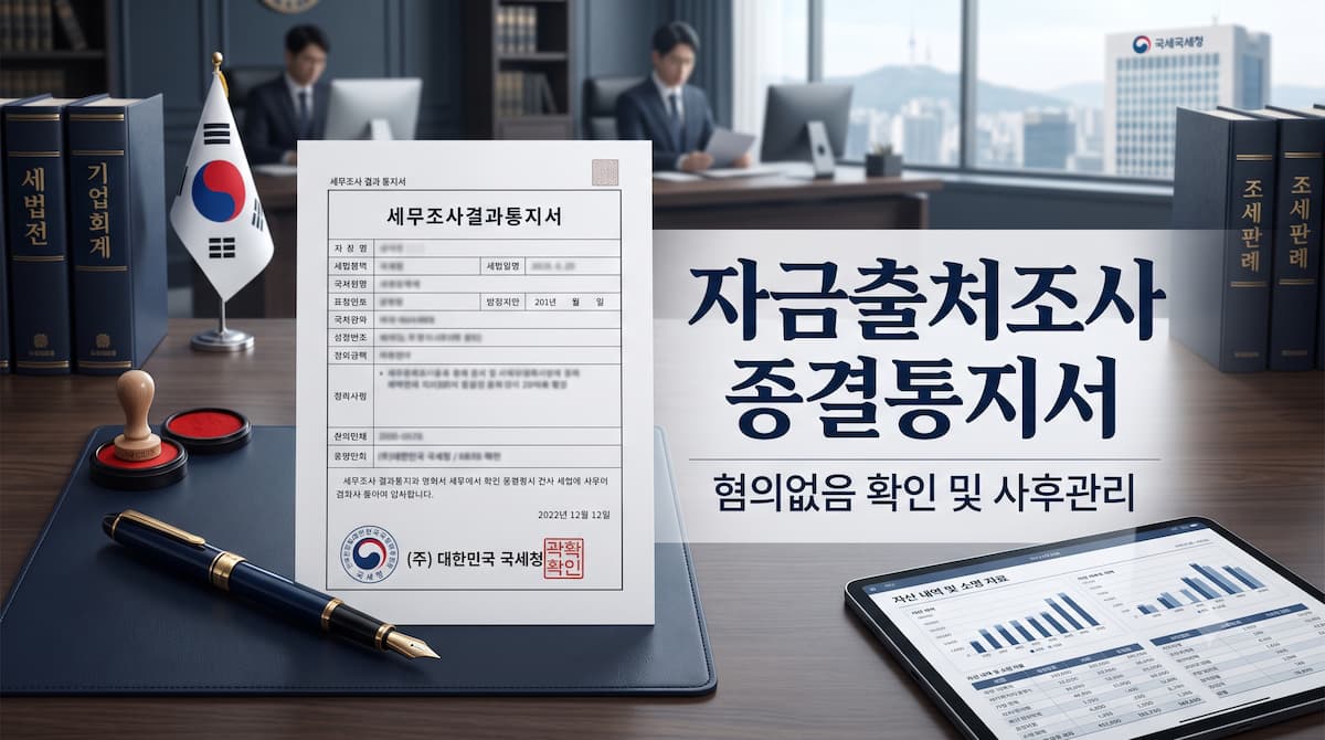 국세청 자금출처조사 종결통지서 수령 후 혐의없음 확인 및 부채 사후관리 가이드